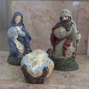 Belsnickle Nativity:  Mary, Joseph, Jesus Figurines set of 3